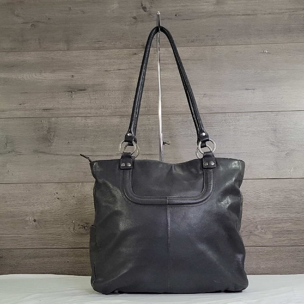 Large Hobo International Gray Leather Tote Shoulder Bag